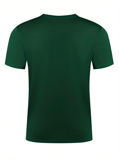Men's Casual Summer T-Shirt - Soft Breathable Fabric with Bold "Techno" Letter Print & Orange Accent, Ribbed Collar, Regular Fit for Casual Attire, Summer T Shirts, Classic Round Neckline, Comfortable Tee Construction