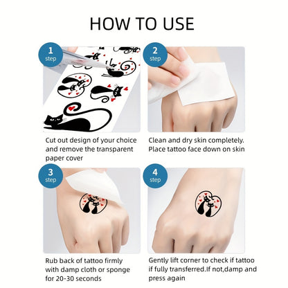 1pc Large Gothic Dark Style Black and Red Lightning Temporary Tattoo Sticker, Waterproof Creative Abstract Sexy Line Art, Halloween Blood Lightning Original Herbal Juice Tattoo Decal, Body Art