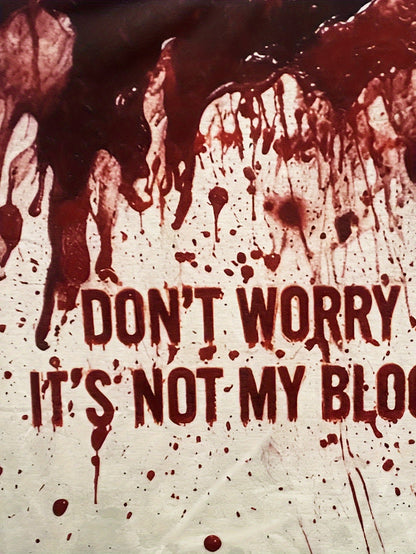 Men's Blood-Splatter Horror Graphic T-Shirt with 3D Blood Drip Effect & "I Don't Worry It's Not My Blood" Print - Breathable Polyester Round Neck Casual Tee for Horror Fans, Gothic Parties & Casual Attire - Machine Washable (