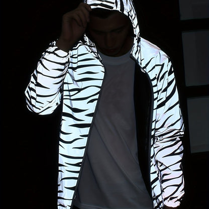 Men's Reflective Zebra Stripe Hooded Jacket