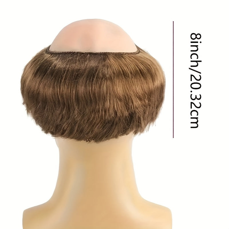 Men'S Brown Shaved-Head Monk Wig - Straight Short Hairpiece with Cap, Perfect for Halloween Costume, Themed Parties & Role-Playing (Cosplay)