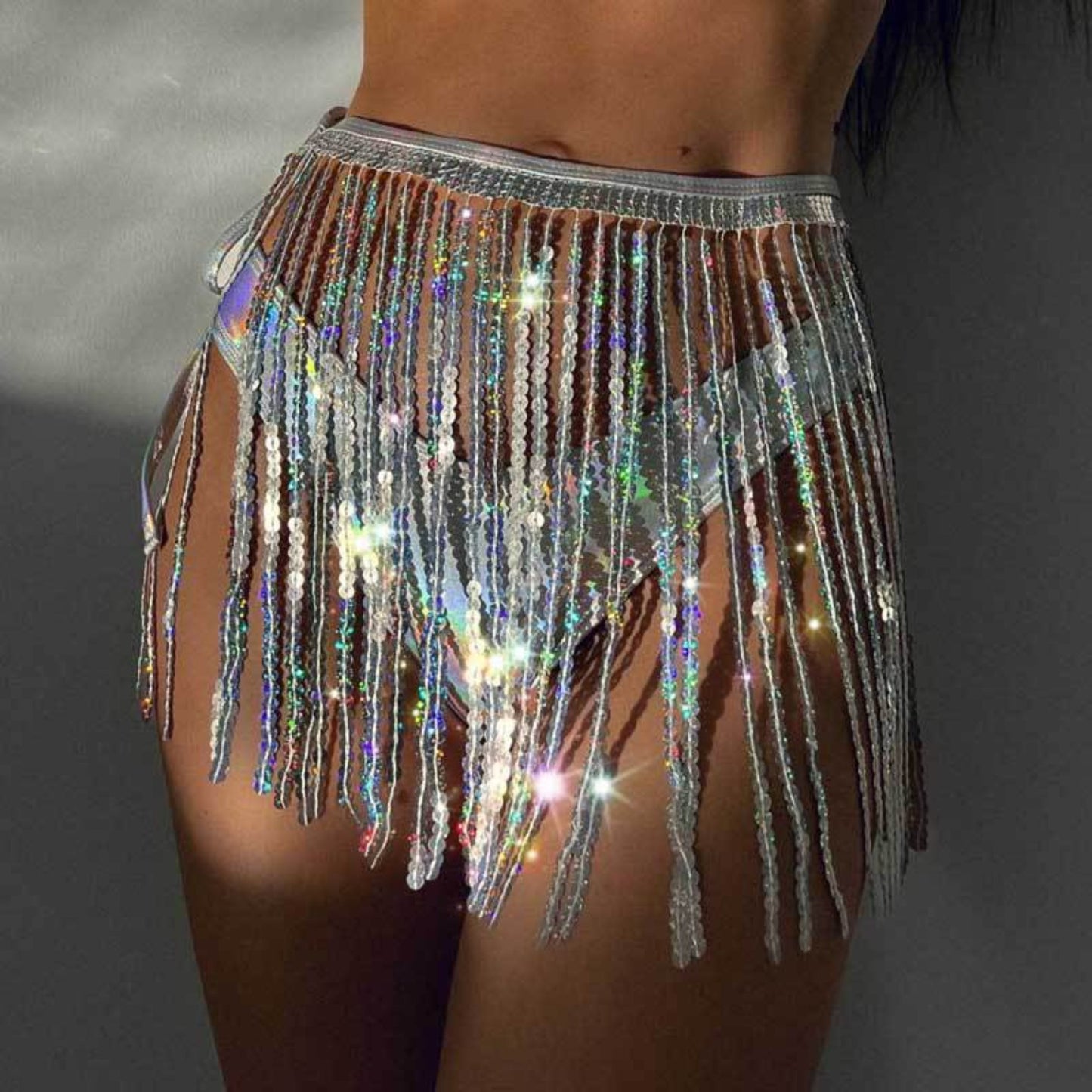 sparkling sequin tassel skirt in one piece - a must-have party artifact! Let you instantly transform into a sexy hottie, and your tasseled dress will shine all over the place, showing off your charm and confidence!