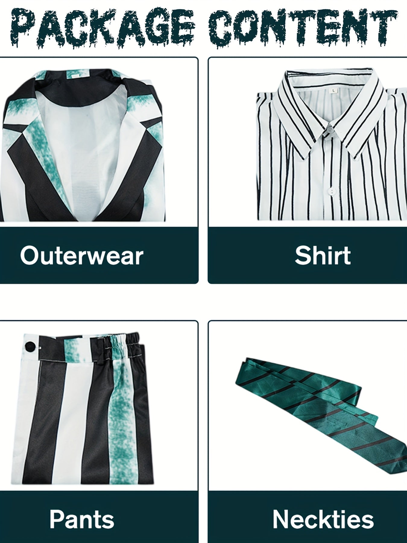 [Halloween Costume Set] Halloween Men's Beetle Striped Costume Set | Adult Wizard Cosplay Outfit, Horror Ghost Attire for Halloween Party, Christmas Masquerade Ball & Themed Gatherings