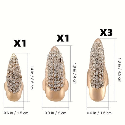 5pcs, Eagle Claw Ring, Punk Style Cat Claw Ring, Gothic False Nails, Armor Effect Finger Joints Curved Sharp Claws, Suitable for Role-Playing Parties, Unisex Halloween Gifts, Exaggerated Long Nails, Personalized Fashion Style