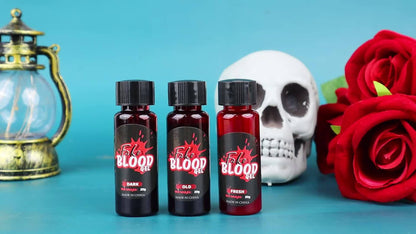 Washable Fake Blood Makeup with Brush - Perfect for Vampires, Zombies, Clowns & Cosplay - Realistic Clotted Blood Effect