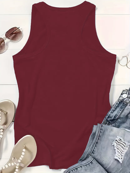 Women'S Casual RAVE Graphic Tank Top - Sleeveless, Round Neck, Light Brown with White Lettering, All-Season Fashion, Casual Attire|Bold Lettering Top|Durable Fabric