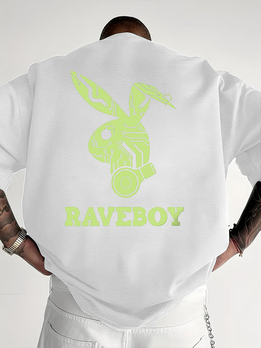 Men'S Casual Raveboy Graphic T-Shirt - Green Robot Design, Short Sleeve, Summer Tee for Adults, Casual Summer Wear | Vibrant Print Top | Comfortable Fit, Rave Clothing