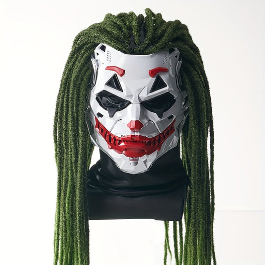 1pc Joker Clown Costume Mask - Inspired Horror Joker Mask with White & Red Lip Design, Clear Eyes & Sharp Jawline - Non-Toxic & Easy-to-Wear for Cosplay, Carnival, Costume Parties - Joker Makeup Effect for Adults & Teens (No