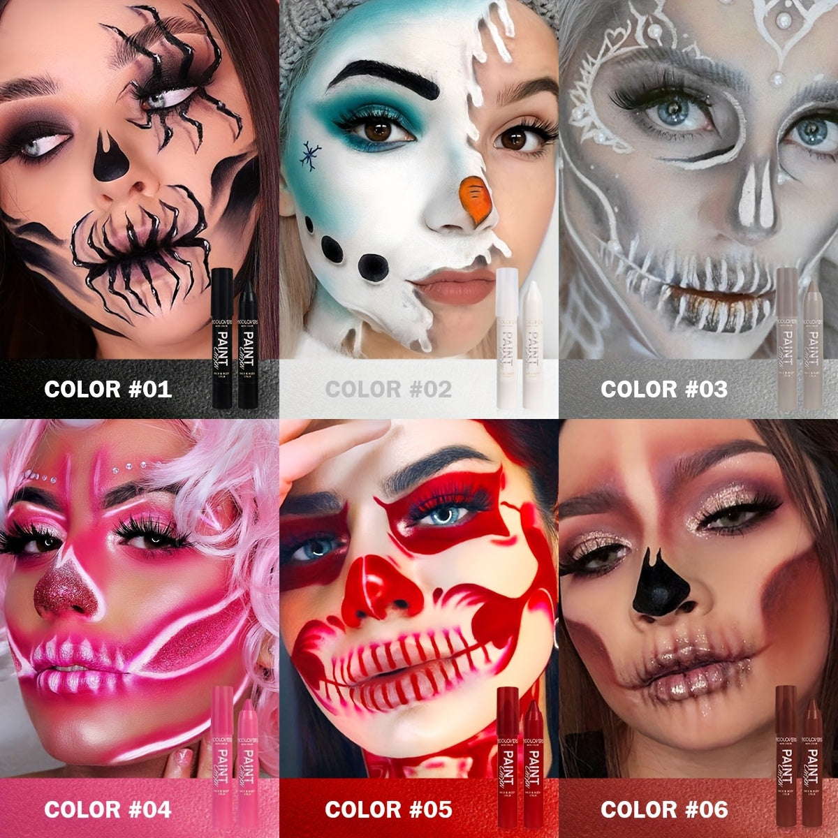 [1pc Vibrant Paint Stick] 1pc Vibrant Waterproof Paint Stick | High Pigment, Long-Lasting, Easy Application, Soft Formula in Black/Blue/Green/Purple for Halloween & Costume Parties, Halloween Makeup