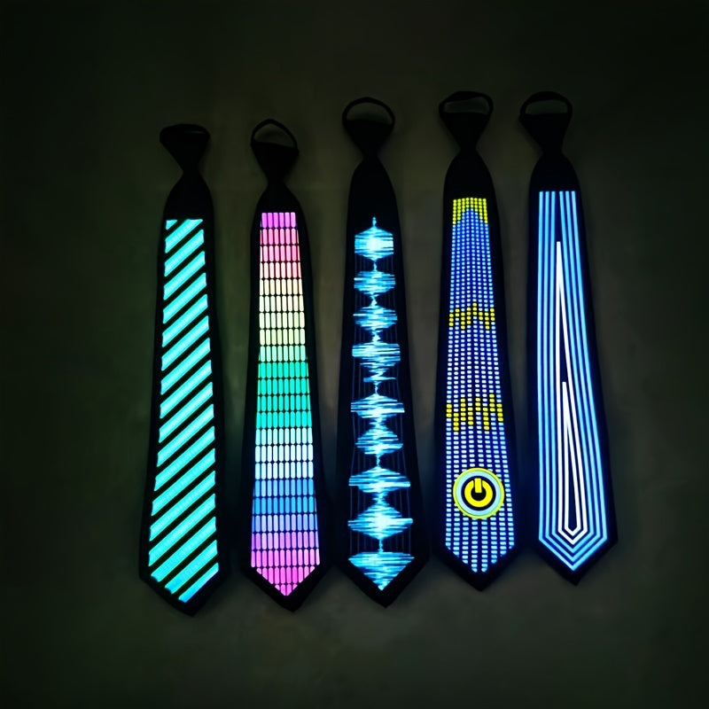 New Product: Voice-Controlled EL Luminous Tie – Innovative and Unique Creative Wear, Perfect for Festivals, Nightclubs, and Party Performances (Excludes 2 AAA Batteries)