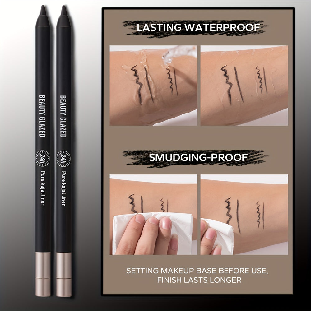 2pcs dark style makeup set, matte black lipstick with long-lasting waterproof eyeliner, black smoky eyeshadow, perfect for Halloween, create a weird and cute makeup, BEAUTY GLAZED