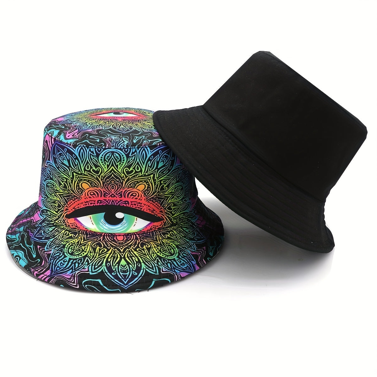 1pc Lightweight Double-Sided Print Bucket Hat - Vibrant All-Seeing Eye, Sun-Protective & Perfect For Parties And Outdoor Activities For Men And Women