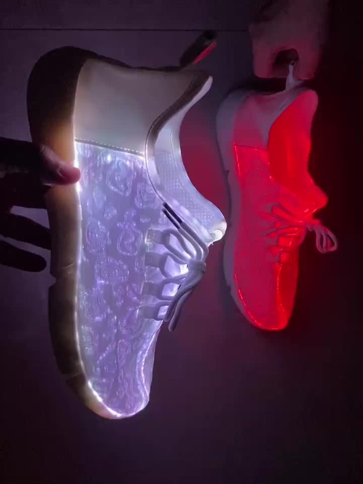 Solid Color Casual Flashing Luminous Sneakers, Lace Up Breathable Low-top Sporty Trainers, LED Rechargeable Glowing Shoes