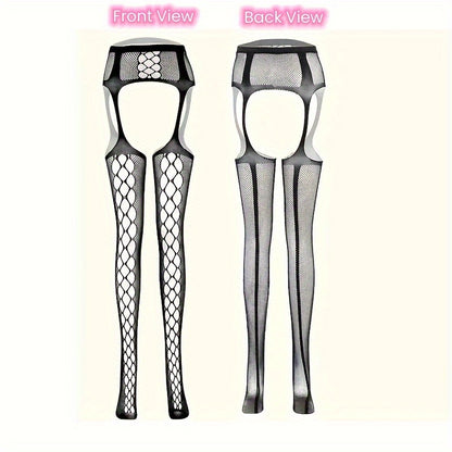 4 Pairs Set Fishnet Thigh High Garter Stockings Patterned Tights for Women Suspender Sheer Pantyhose for Halloween Cosplay Party