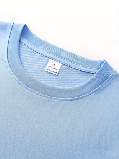 Men's Casual Summer T-Shirt - Soft Breathable Fabric with Bold "Techno" Letter Print & Orange Accent, Ribbed Collar, Regular Fit for Casual Attire, Summer T Shirts, Classic Round Neckline, Comfortable Tee Construction