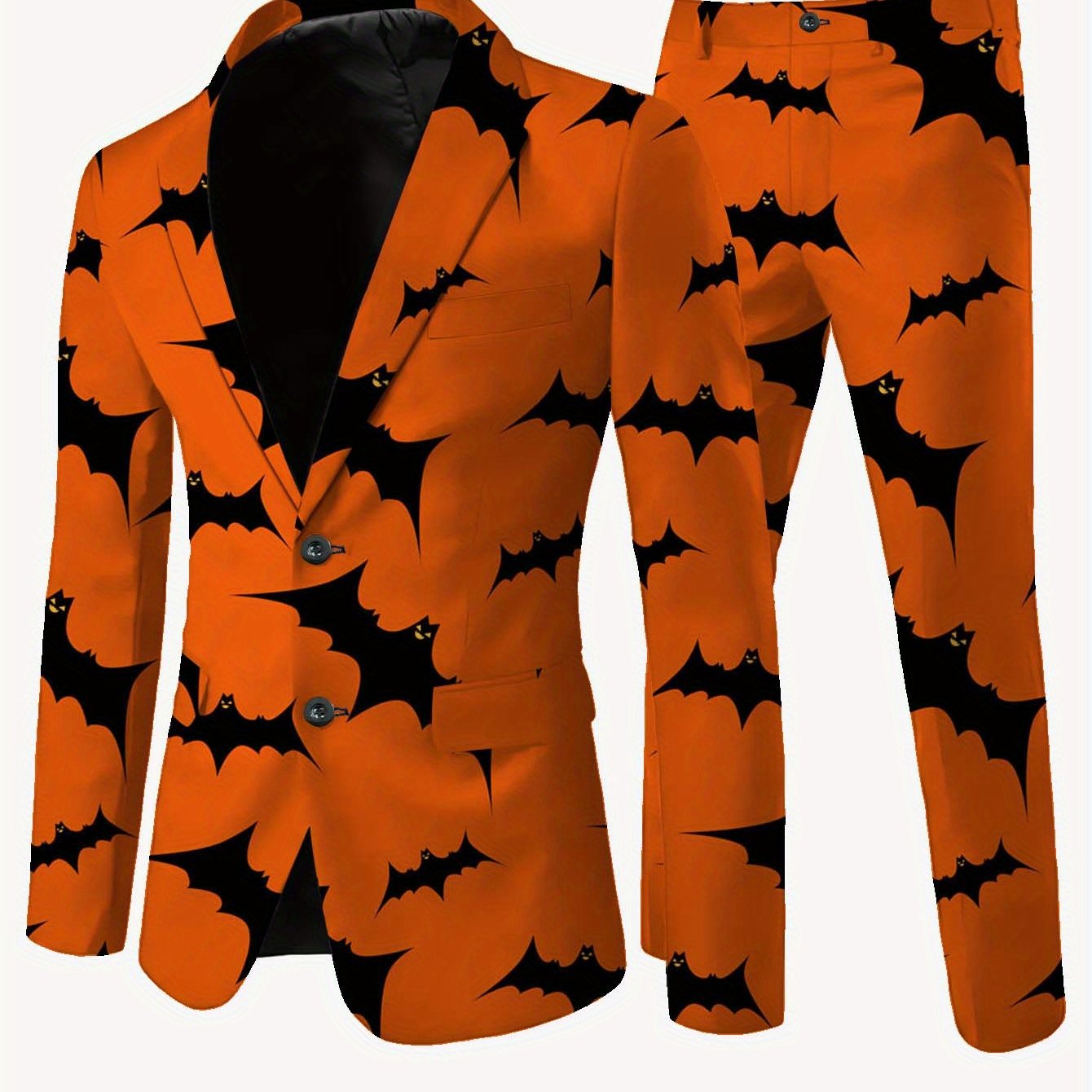 Men's Halloween Bat Suit, Casual High-end Iron-free Label Code Suit and Trousers