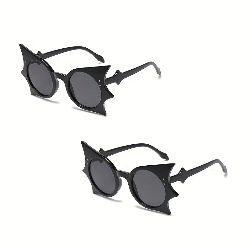 1pc/2pcs Y2K Vampire Bat-Shaped Fashion Glasses - Gothic Leopard Print & Solid Black Frames with Transparent Lenses, Lightweight Plastic Frames for Halloween Costume Parties, Teens Fashion Accessories, Bold Statement Pieces,