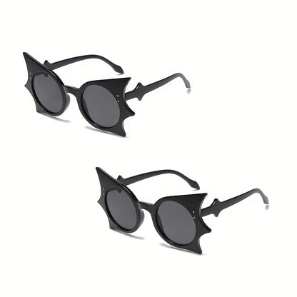 1pc/2pcs Y2K Vampire Bat-Shaped Fashion Glasses - Gothic Leopard Print & Solid Black Frames with Transparent Lenses, Lightweight Plastic Frames for Halloween Costume Parties, Teens Fashion Accessories, Bold Statement Pieces,