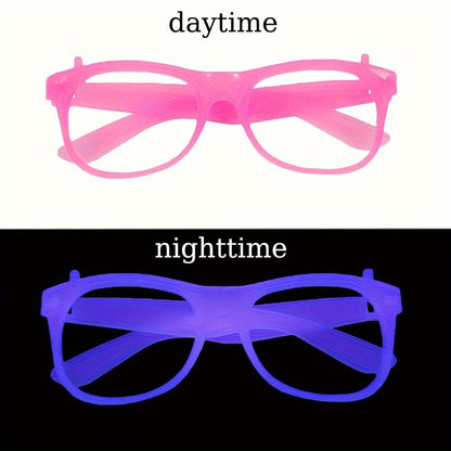 6 Pairs Glow-in-the-Dark Neon Party Glasses - UV Activated Round Plastic Frames for Bars, KTVs, Weddings & Birthdays | No Battery Needed Illuminating Photo Props & Group Accessories, Bar Accessories, Vibrant Eyewear Style, Lu