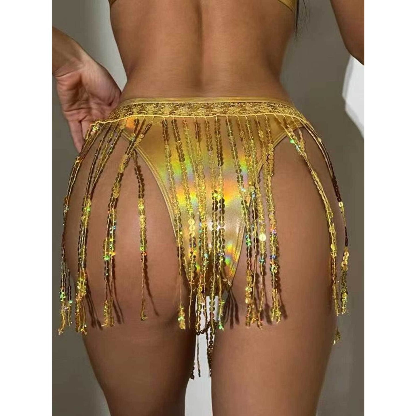 sparkling sequin tassel skirt in one piece - a must-have party artifact! Let you instantly transform into a sexy hottie, and your tasseled dress will shine all over the place, showing off your charm and confidence!