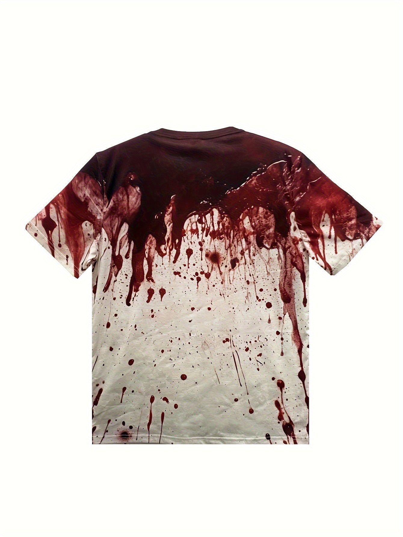 Men's Blood-Splatter Horror Graphic T-Shirt with 3D Blood Drip Effect & "I Don't Worry It's Not My Blood" Print - Breathable Polyester Round Neck Casual Tee for Horror Fans, Gothic Parties & Casual Attire - Machine Washable (