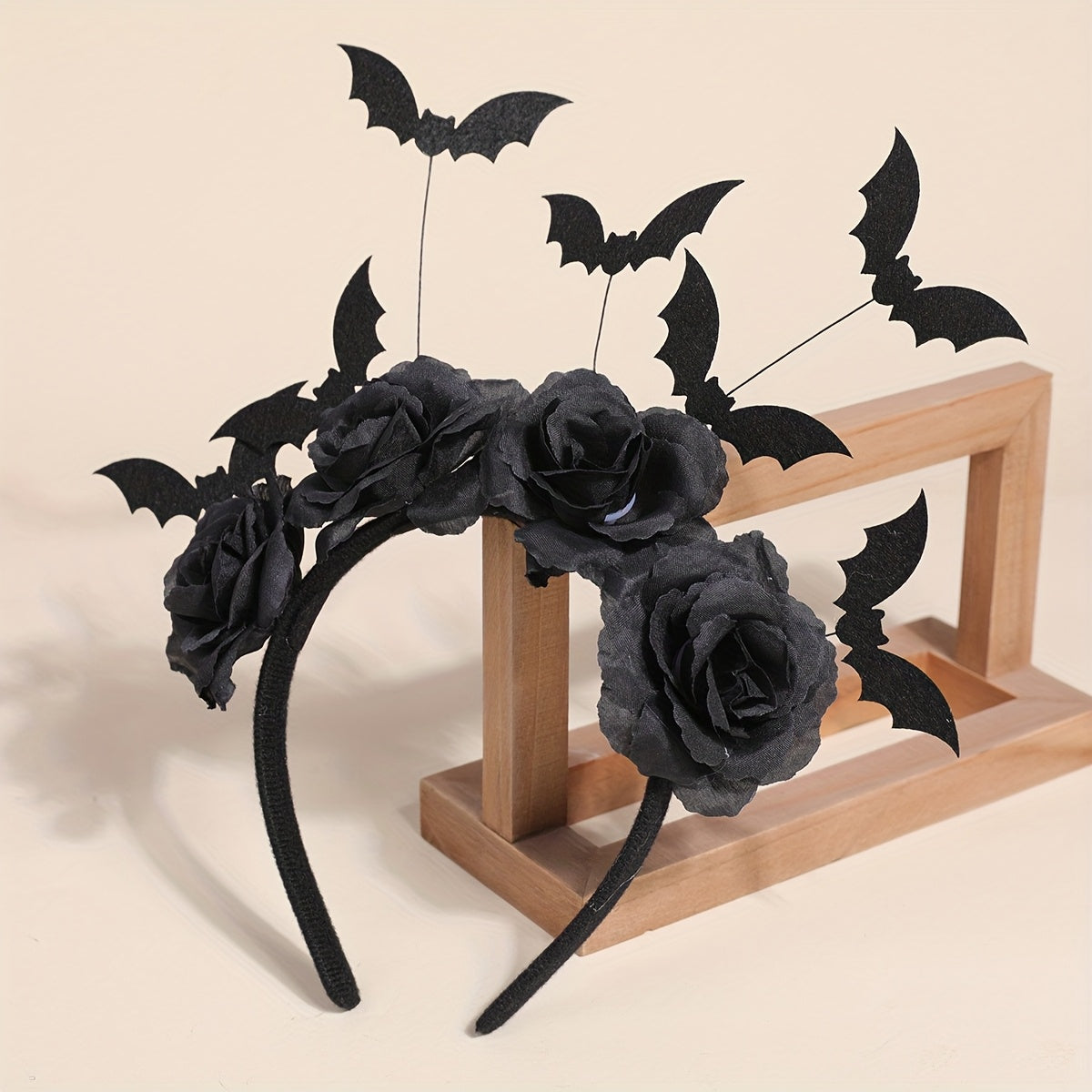 [Halloween Witch Hat Headband] Halloween Witch Hat Headband - 1pc Gothic Bat Hair Clip with Black Fake Flowers, Dark Cosplay Accessory for Women