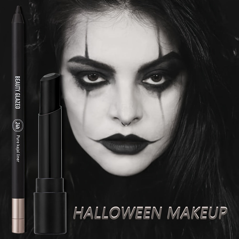 2pcs dark style makeup set, matte black lipstick with long-lasting waterproof eyeliner, black smoky eyeshadow, perfect for Halloween, create a weird and cute makeup, BEAUTY GLAZED