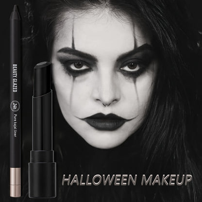 2pcs dark style makeup set, matte black lipstick with long-lasting waterproof eyeliner, black smoky eyeshadow, perfect for Halloween, create a weird and cute makeup, BEAUTY GLAZED
