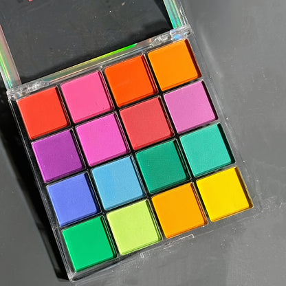 16-Color FANTASY CHIC Rainbow Matte Eyeshadow Palette - Vibrant Pink, Purple, Red, Yellow Shades with Neutral Tones, Blendable Matte Finish for Day to Night Makeup Looks, Fashion Makeup | Playful Packaging | Highquality Pigme