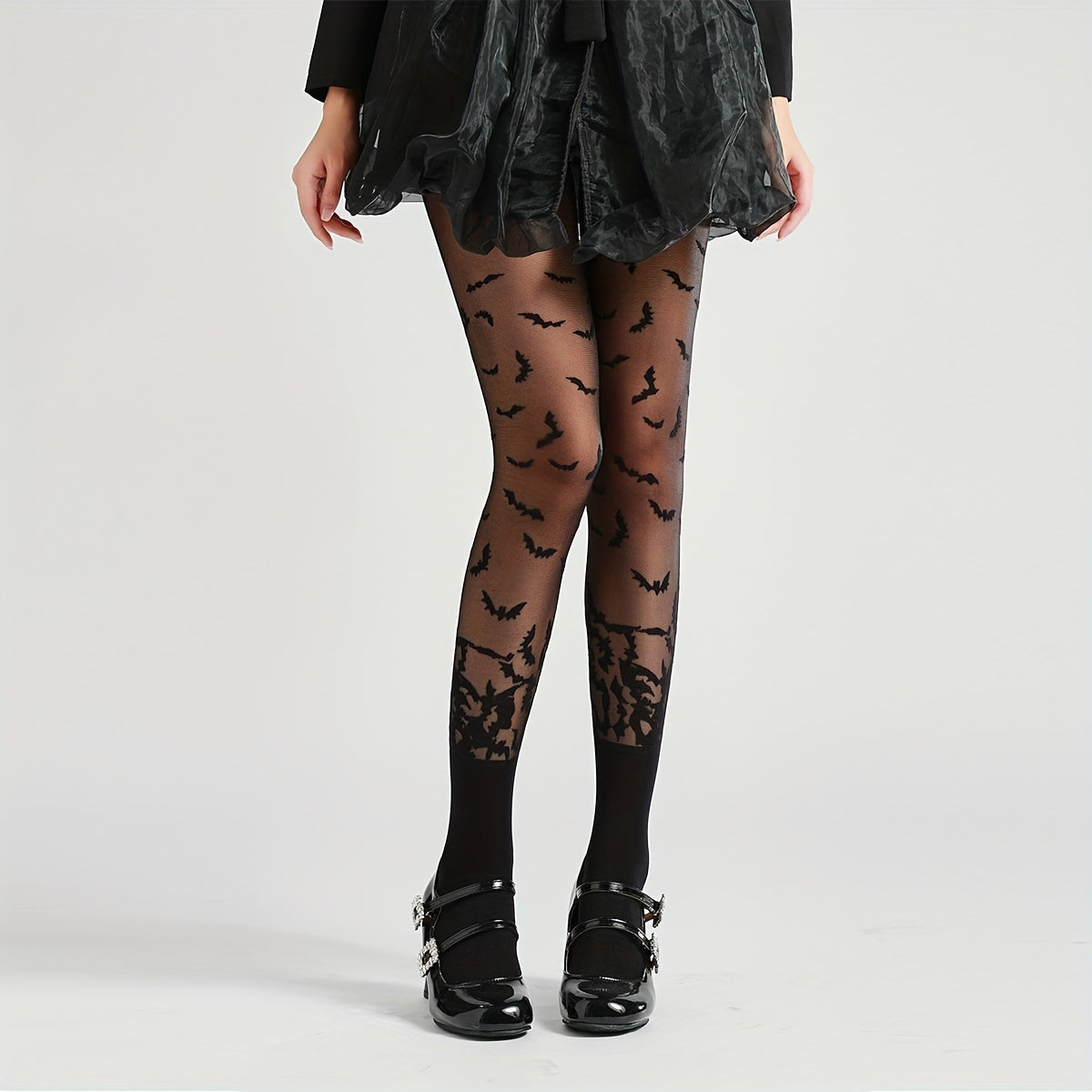 Dark Bat Print Tights, Halloween Costumes Vintage Slim Fit Pantyhose, Women's Stockings & Hosiery