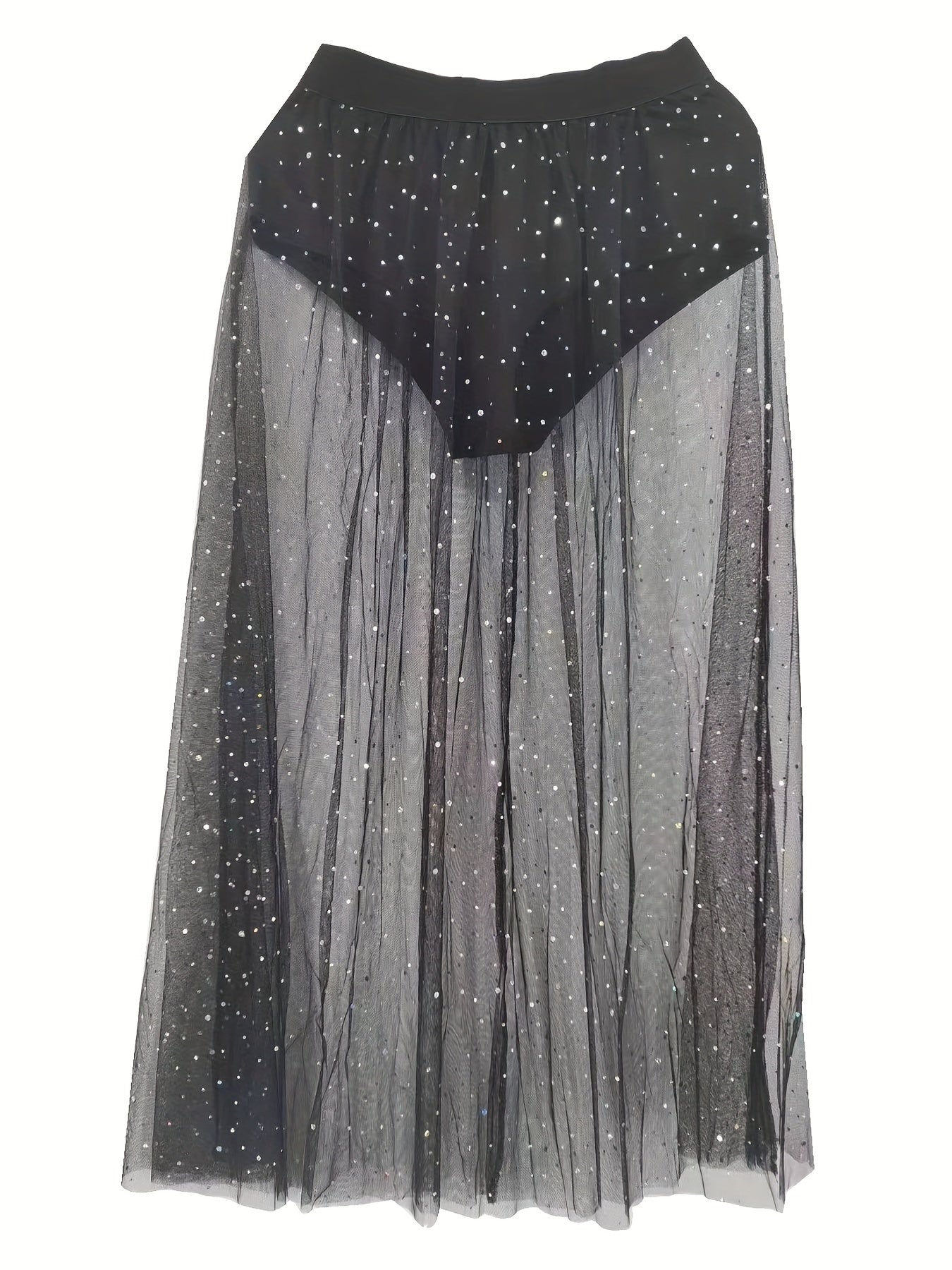 Sexy Sheer Mesh Polka Dot A-Line Skirt with Side Slit & Tassel Details - Youthful Nightclub & Party Skirt for Women, Spring Summer Fall Fashion, Clubbing Attire | Highwaisted Design | Formfitting Silhouette