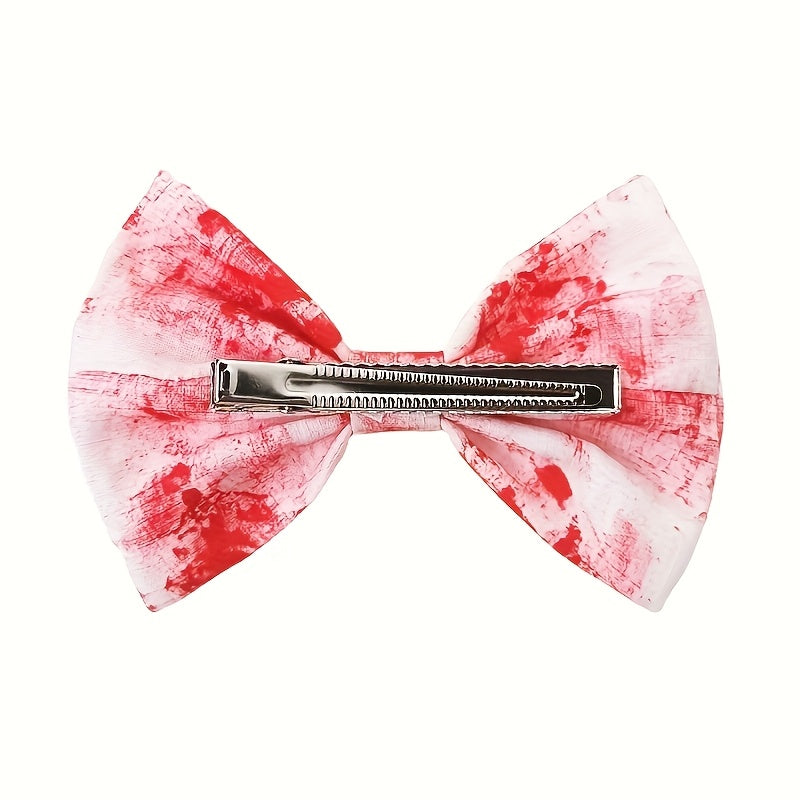 1pc or 2pcs Gothic Halloween Blood Splatter hair clip - Red & efective, for Halloween Party Costume, Ponytail, Braids - Blood-Dipped Bow Hair Accessories for Women & s, Halloween Costumes, Themed Event Accessory, Bold Fashion