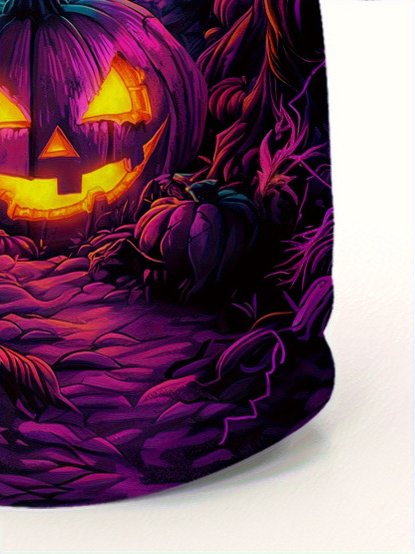 [Halloween Tee] Lightweight Breathable Halloween Tee - Men's Plus Size Big & Tall Friendly T-Shirt with Jack-O'-Lantern, Pumpkin, Haunted House Graphic - Purple, Green, Orange, Black Spooky Colors - Machine Washable Costume T