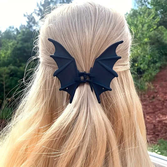 [Gothic Bat Hair Clip] 1pc Gothic Punk-Style Halloween Bat Hair Clip - Matte Black Animal Print Hairpin for Women, Elegant Party Hair Accessory for Ponytails & Buns