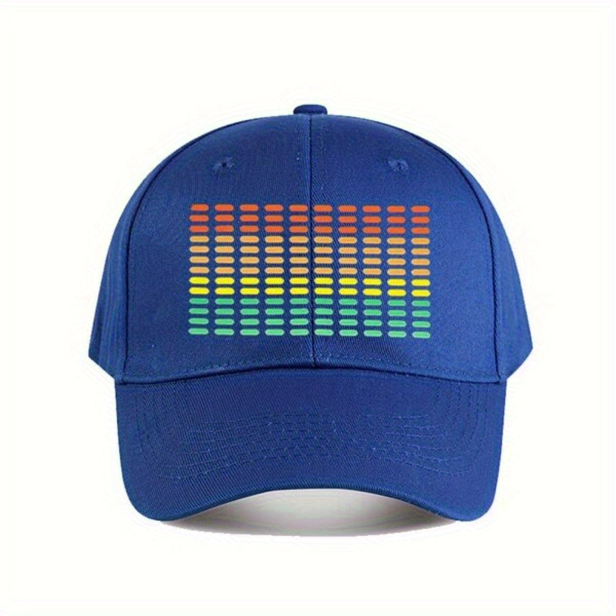 Sound Activated LED Music Equalizer Hat - RGB Lighting (Red/Green/Blue/Purple), Adjustable Snapback Baseball Cap, Breathable Polyester Nightclub & Festival Headgear for DJs, Concerts, Parties - Unisex Clubbing Cap, Music Acce