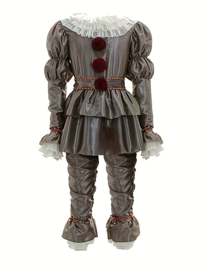 Scary Clown Halloween Costume Cosplay Party Outfit Full Set Adults