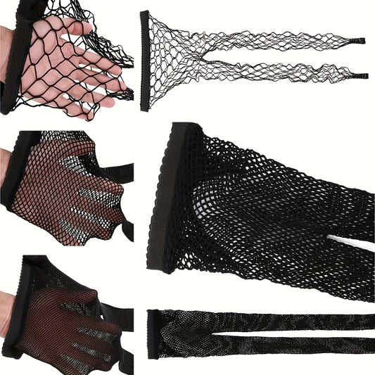 3 Pairs of Black Mesh Fishnet Tights with High Waist and Elasticity for Women, Perfect for Role Play, Hand Wash Only, Knit Fabric, Polyamide and Elastane Composition, Solid Color Theme, 118 g/m² Fabric Weight