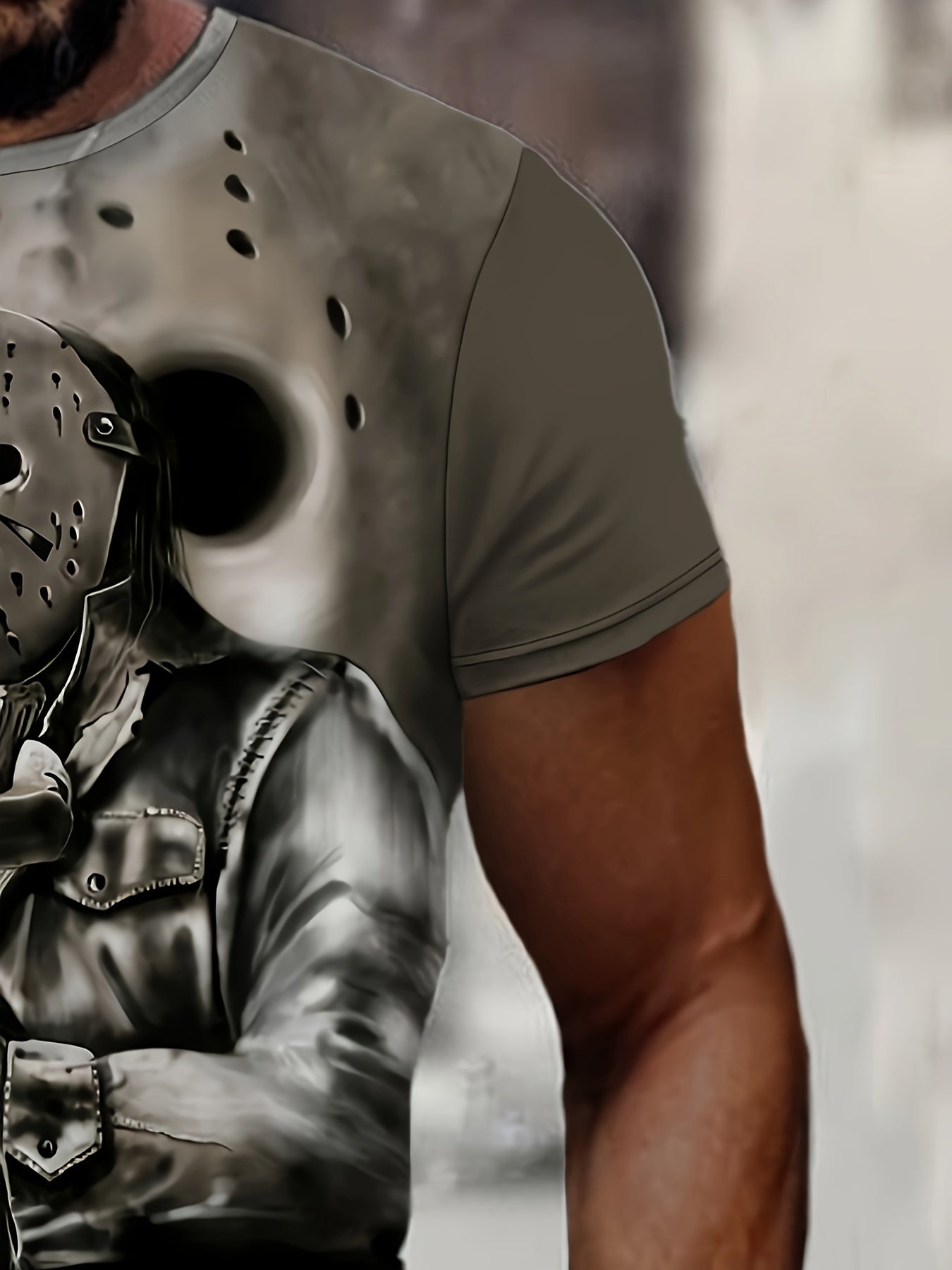 [Horror Movie Fan Shirt] Men's Friday the 13th Jason Hockey Mask Graphic Tee - Officially Inspired Jason Mask Design, Machine Washable Soft Everyday Shirt for Halloween, Jason Voorhees Costume Parties & Horror Movie Nights -