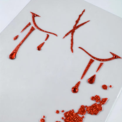 [Realistic Blood Face Stickers] 2 Sheets Red Glitter Blood Face Stickers - Realistic Fake Blood & Wound Effects, Glossy Self-Adhesive Temporary Tattoos for Halloween, Christmas, Themed Parties - Easy Apply, Perfect for Costum