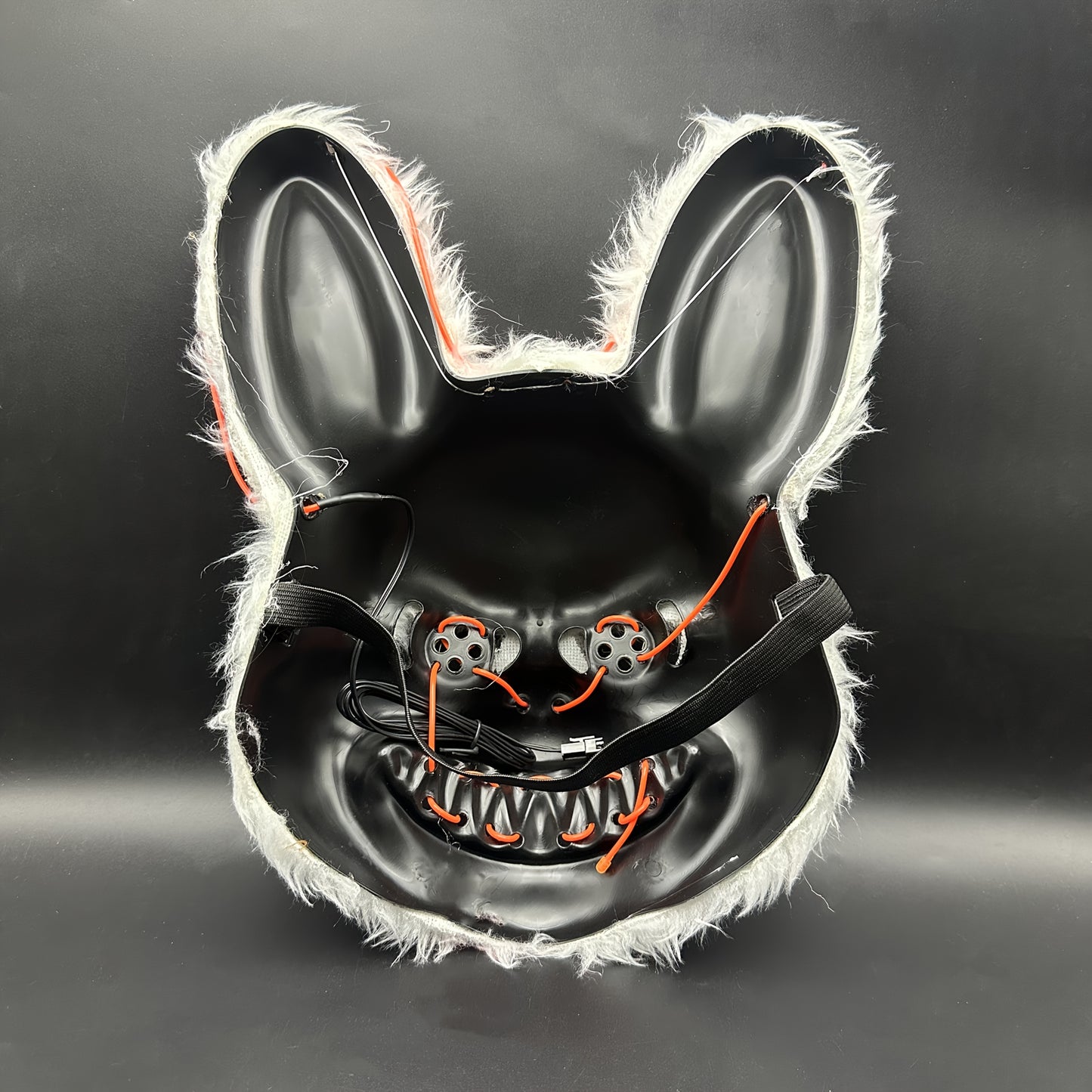 Spooky Glowing Bunny and Bear Mask - Orange, Plastic, Battery-Operated Halloween, Easter, Carnival Costume Prop with X-Eyes and Sharp Teeth Design, Includes Battery Holder (Batteries Not Included), Halloween Costume | Playful