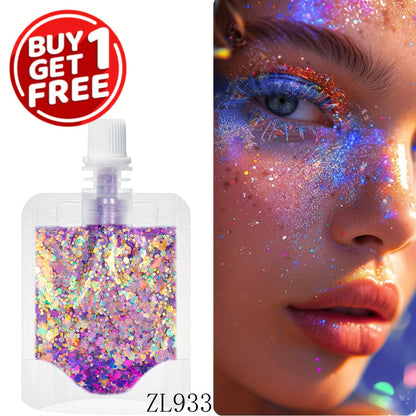 2pcs mermaid Gel Body Glitter- Vibrant Sequin Mermaid Makeup, Eye Shadow & Face Patch, Ideal for Beach & Party Looks, Very suitable for music festivals,Beach Makeup|Vibrant Glitter |Colorful Glitters