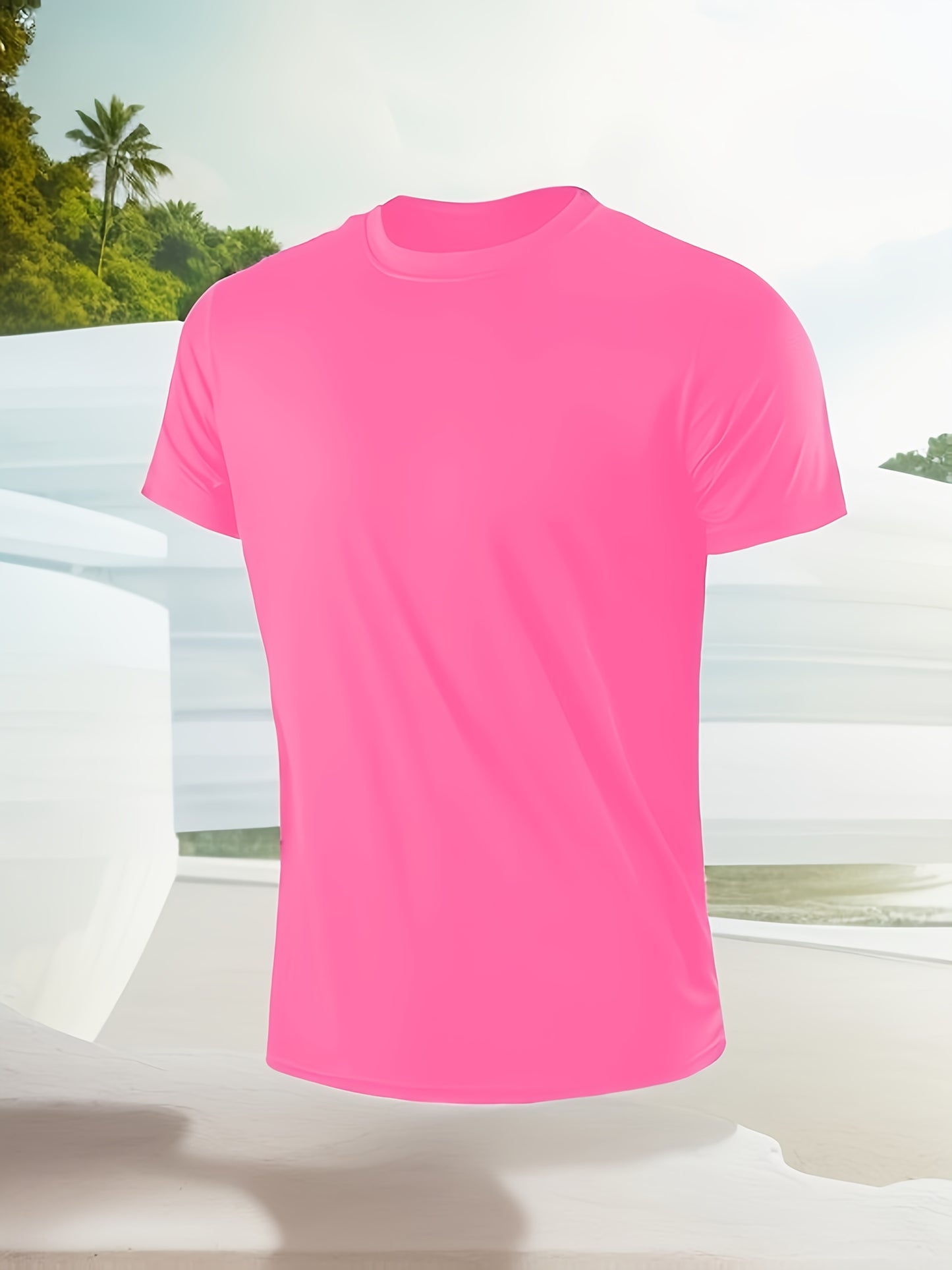 3pcs Men's Quick-Dry Breathable T-Shirts - Moisture-Wicking Lightweight Relaxed Fit Short Sleeve Tees for Gym, Training & Casual Wear - All-Season Comfort in Black, Neon Green, Pink, Solid Color Apparel, Durable Fabric Shirt