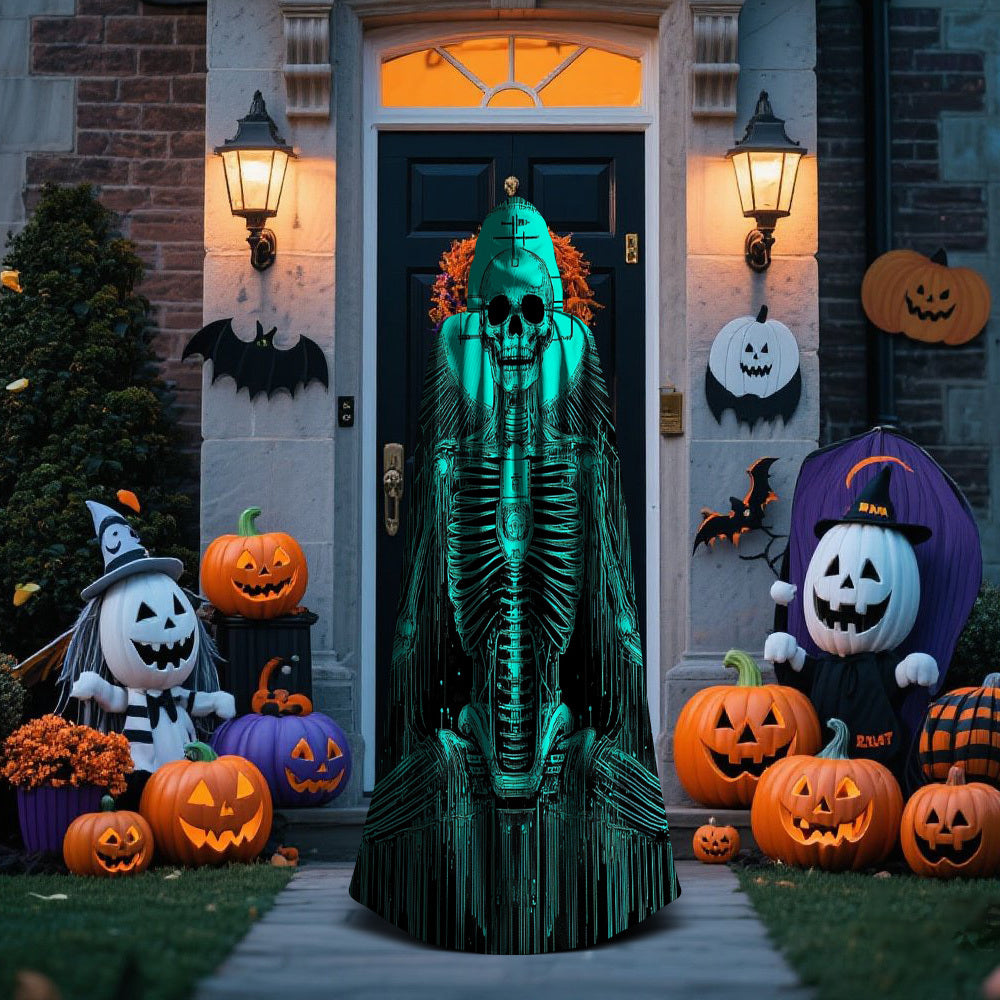 1pc Spooky Skeleton Witch's Robe Costume - Glowing Skeleton Design, Unisex Halloween Party Outfit for Men & Women, Easy-to-Wear for Cosplay, haunted houses & Halloween Parties - Perfect Halloween Gift, Cosplay Attire, Futuris
