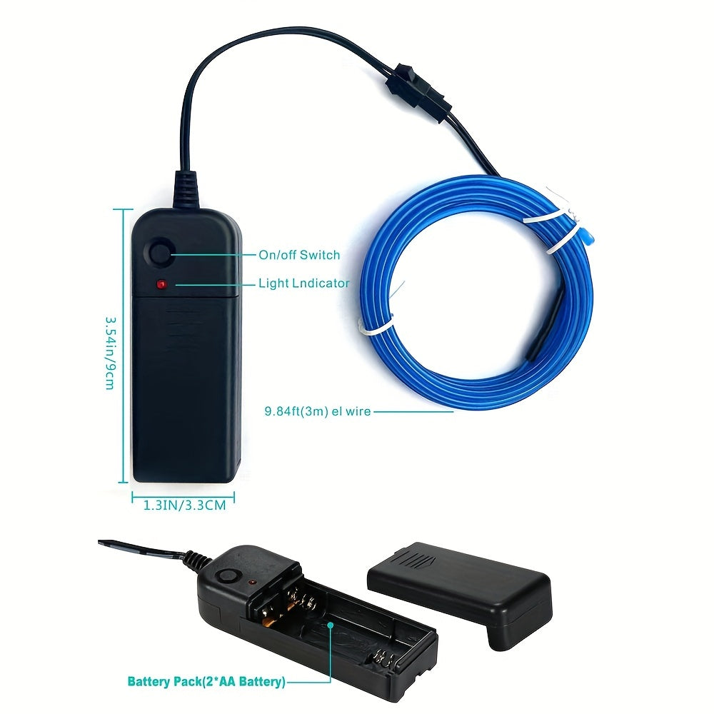 1pc Funky LED Neon Light-Up Wire Cable for Costumes, Parties & Raves - Adjustable Headband, 6 Colors (Blue/Green/Orange/Pink/Purple/White), Battery-Powered (No Batteries Included), Safe Low-Power Design for Halloween, Christm