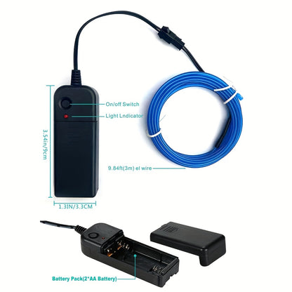 1pc Funky LED Neon Light-Up Wire Cable for Costumes, Parties & Raves - Adjustable Headband, 6 Colors (Blue/Green/Orange/Pink/Purple/White), Battery-Powered (No Batteries Included), Safe Low-Power Design for Halloween, Christm