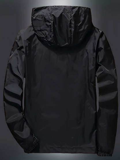 Men's Zip-Up Hooded Jacket - Breathable Reflective Outerwear for Gym, Cycling, Hiking & Beach Use - Lightweight Spring/Summer/Autumn Outdoor Wear with Zippered Storage Design. High-Quality Unisex Hoodie Perfect for Water Spor