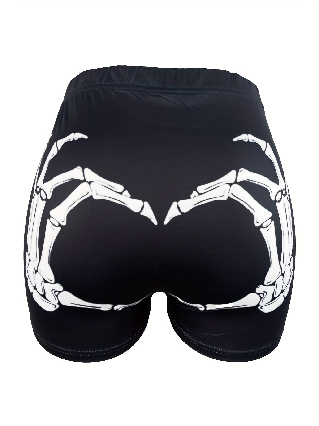 Skeleton Finger Print Skinny Shorts, Casual Shorts For Spring & Summer, Women's Clothing