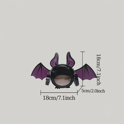 1pc Fashionable Devil Bat-Shaped Synthetic Leather Crossbody Bag with Detachable Strap - Lightweight, Zip Closure, Halloween Themed Accessory for Women in Grey/Purple/Red - Perfect for Parties, Outdoor Fun & Costume Matching