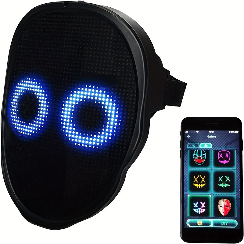 Party LED Light Mask Gesture Sensing Intelligent Display LED Mask Face Mask App Control Pretend Playful Face Mask Battery Powered Batteries Not Included Suitable for Makeup Parties, Christmas, Carnival and Themed Events, Hall