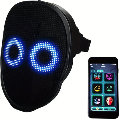 Party LED Light Mask Gesture Sensing Intelligent Display LED Mask Face Mask App Control Pretend Playful Face Mask Battery Powered Batteries Not Included Suitable for Makeup Parties, Christmas, Carnival and Themed Events, Hall